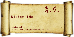 Nikits Ida névjegykártya